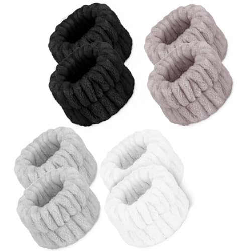 8 Pcs Microfiber Spa Wristbands with Absorbent Towels - Prevent Water from Spilling Down Your Arms for Women - color: Grey, White, Brown,Black