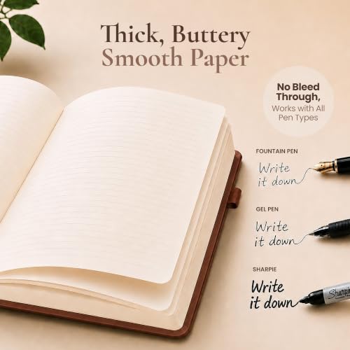 Lined Journal Notebook Hardcover Leather Bound 200 Pages B5 Brown Diary - color: Brown, size: B5 200 Pages