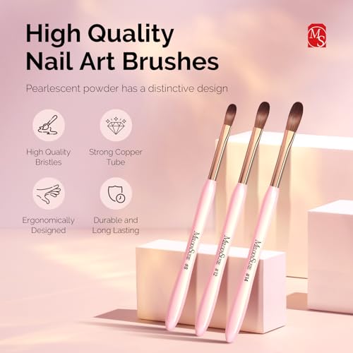MelodySusie 3Pcs Acrylic Nail Brush Set, Pink - color: Pink(Oval)