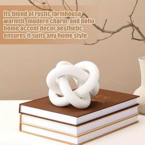 Yalikop 3 Link Wood Knot Decor Rustic Table Shelf Accents, White - color: White