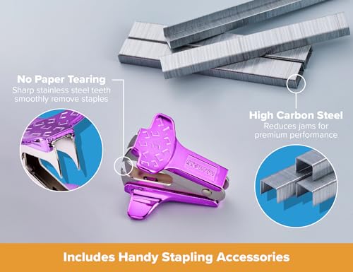 Bostitch Heavy Duty Stapler Value Pack, 40 Sheet Capacity, Metallic Purple - color: Metallic Purple