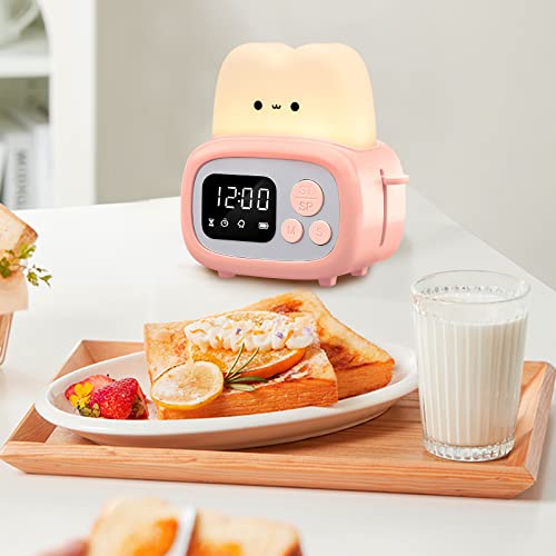 QANYI Timer Clock Night Light for Kids, Tiny Hand Size Portable LED Clock Lamp Kids Desktop Timer for Toothbrush, Learning, Exercise, Bathroom, Oven, Baking, Cooking, Table, Bedroom, Kitchen - style: I Pink