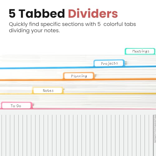 Taja Cute Large Spiral Lined Notebook for Work with 5 Removable Dividers - color: A-Garden
