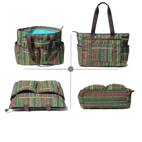 Weekender Bag Carry On Bag Overnight Tote Travel Duffle with 13 Pockets for Travel,Work，Gym,Beach,Teacher,Nurse - color: Green