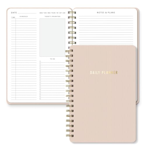 Sweetzer & Orange Daily Planner Notebook – Undated Two-Page Daily Layout with Hourly Schedule, To-Do List, Priorities, and Notes – 6.5" x 9.5" Spiral Bound Productivity Organizer – 160 Pages - color: Blush