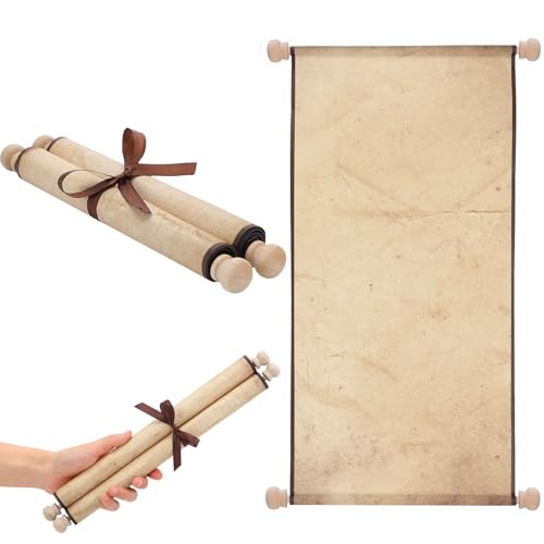 Epakh 1 Pcs Blank Scroll Paper with Wood Rods for Naughty or Nice List, Writing, Wedding Vows, Drawing, Cosplay Prop, Renaissance, Tabletop Role(Retro,11 x 19 Inches) - color: Retro, size: 11 x 19 Inches