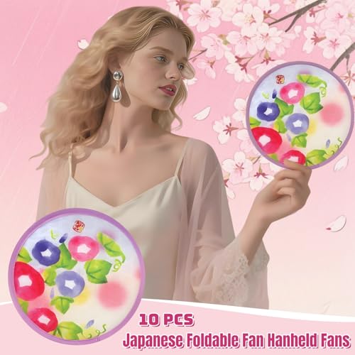 10 Pieces Japanese Foldable Fan (Pack of 2) - size: 8 inches (open), 3 inches (folded) (Pack of 2)