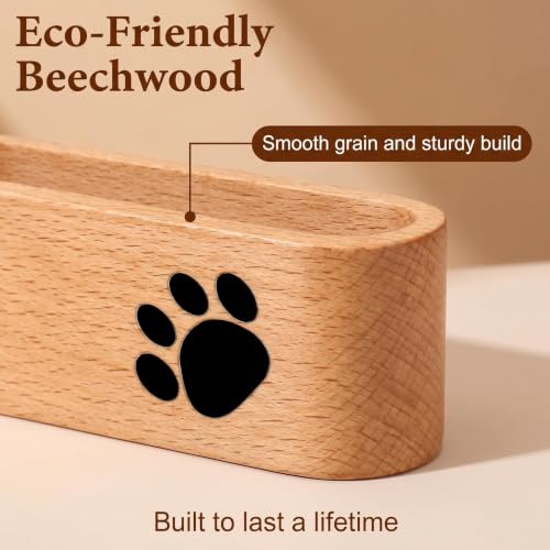 Wood Cat Paw Business Card Holder for Desk,Wooden Name Card Holder - color: Beech Wood With Cat Paw