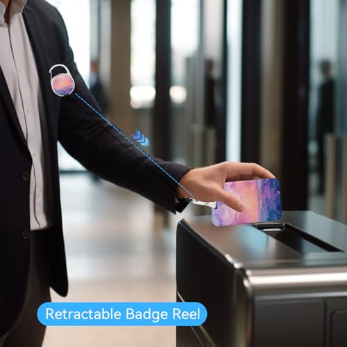 2 Pack Modern Art ID Badge Holder with Clip Badge Reels - color: 2 Pack-modern Art 2