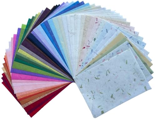 50 Design A4 Natural Fiber Mulberry Tree Mulberry Paper Sheets Art Tissue Washi Paper Design Craft Art Origami Suppliers Card Making Writing Painting 50 Sheets (Mixed Colors Flowers etc.,, A4) - color: Mixed Colors Flowers etc.,,, size: 8.3 X 11.7 Inch