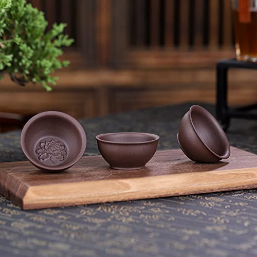 3 PCS Yixing Clay Kung Fu Teacup 2.2 Oz, Zisha Small Gongfu Tea Cups - color: Purple