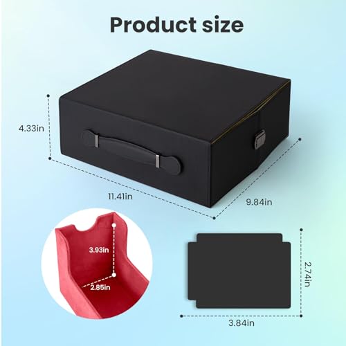 Trading Card Storage Box, 3-Row Deck Case with Handle, 2500+ Card Organizer with 8 Colorful Dividers & 3 Stoppers for MTG TCG PTCG Sports Card, Black & Red - color: Black & Red, size: 2500+, with Handle