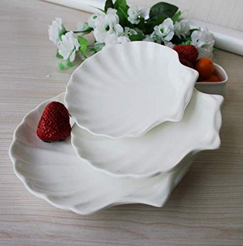 Leoyoubei Sauce Dish, Set of 3 White Porcelain Dipping Bowls - 5.5" Shell Shape, 4oz Capacity for Sushi, Tomato, Soy, Ketchup, Honey Mustard, BBQ Sauce or Seasoning - color: Shell shape- 4 Oz