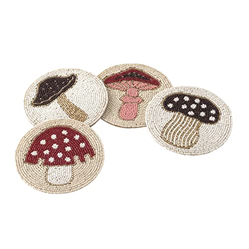 Folkulture Boho Coasters Set for Drinks | 4" Round Farmhouse or Rustic Table Coaster for Coffee Table | Modern Coasters for Bar | Cute Coaster for Housewarming Gifts for Women - color: Magic