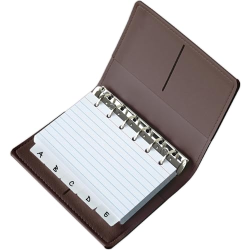 Olivo 3x5 Lined Index Cards with Ring Binder Holder and Dividers, Brown - color: Brown