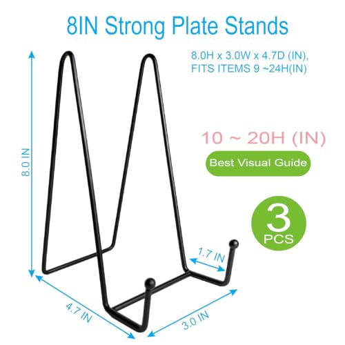 3PCS Iron Plate Stands for Display 8 Inch, Large Metal Frame Holders Easel - size: 3PCS 8IN