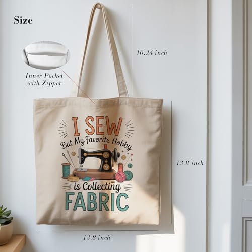 Aesthetic Canvas Tote Bag, Cute Reusable Bags for Women with Inner Pocket - color: Beige