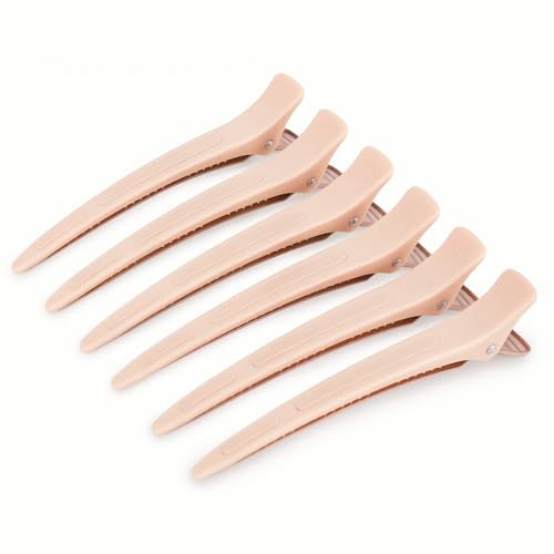 AIMIKE 4.8" Hair Clips for Styling, No-Crease Duckbill Clips - color: Porcelain Pink