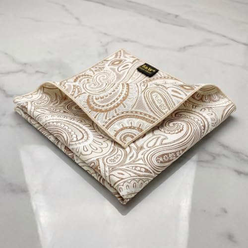 S&W SHLAX&WING Mens Pocket Square Paisley Multicolor Large for Business Wedding - color: Ah6