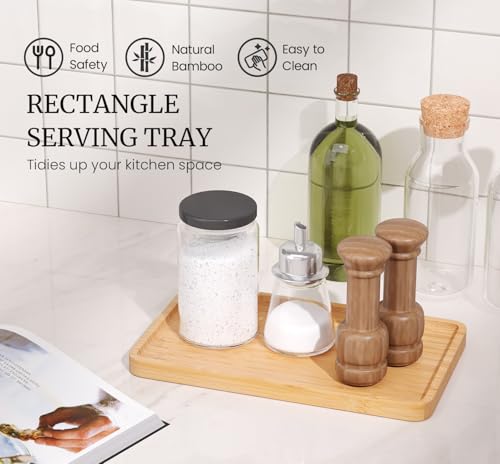 VERTORGAN Bamboo Serving Tray,9.8x5.9 Inch Trays,Home Decor(Natural) - color: Natural, size: 9.8" x 5.9" x 0.6"