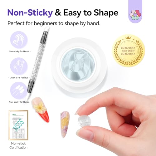 SAVILAND Pro Solid Builder Nail Gel for Nails with 30 g Rhinestone Glue Gel: 30 Days Long Lasting Clear 3D Nail Gel for Nail Extension Nail Art Salon - size: 2pcs