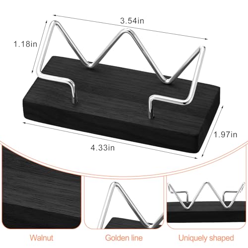 Amyhill 2 Pieces Wood Business Card Holder for Desk,Black, Silver - color: Black, Silver