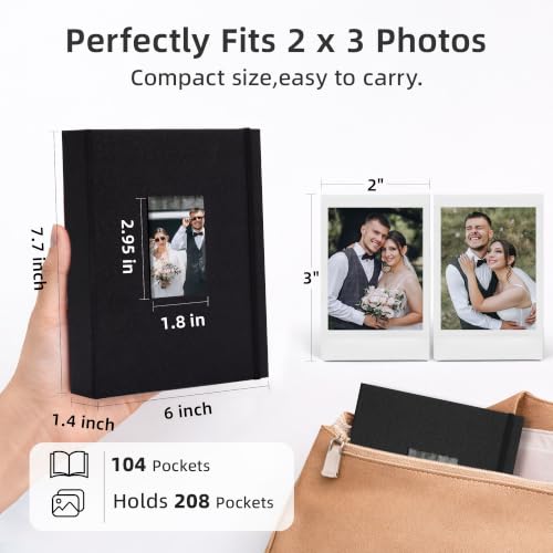 Vienrose Mini Polaroid Photo Album 208 Photos 2x3 Inch Black 2 PACK - color: Black, size: 2 PACK