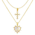 KissYan Layered Initial Cross Necklace for Women