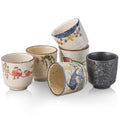 Japanese Tea Cups, 6 OZ Ceramic Matcha Cup, Handless Espresso Cups - color: 6 Patterns