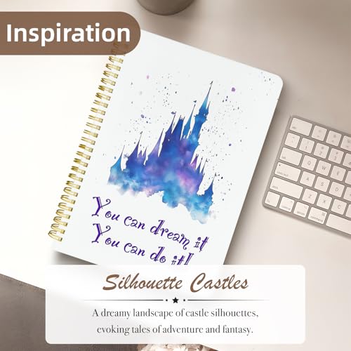 Cute Spiral Notebook Lined Journal B5 Note Book with Pocket, Castle - color: Dream Castle
