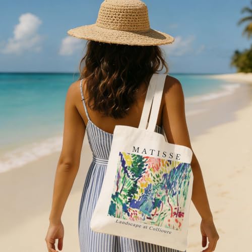 Art Canvas Tote Bag,Art Lovers Gifts,Aesthetic Tote Bag for Women. - color: White - Matisse 01