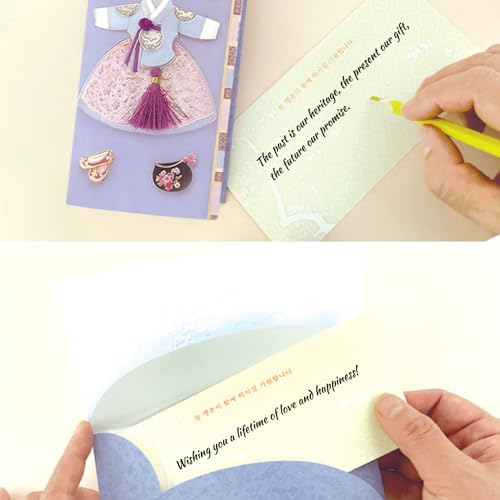 Korean Traditional Money Envelopes – Hanbok & Jogakbo Cash Gift Holders with Tassel (Lotus Blue) - color: Lotus Blue
