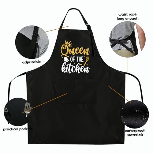 Funny Black Apron with Pockets for Man,Dad,Husband,Father in Law,Chef Daddy Women Grilling Apron BBQ Cooking Gifts - color: Apron-2