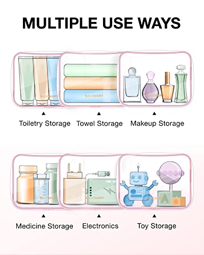BAGSMART Clear Toiletry Bag 2-Pack TSA Approved Water-Repellent, Pink - color: Angelic Pink, size: Medium