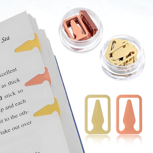 100Pcs Book Line Markers, Gold/Rose Gold Metal Bookmarks Tin Mixed Metals Book Page Markers Book Marker Clips Book Annotation Supplies