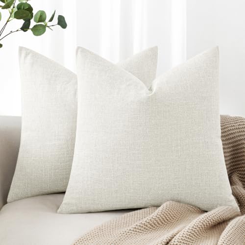 MIULEE Pack of 2 Decorative Linen Burlap Pillow Covers Farmhouse Boho Accent Pillowcases Modern Home Decor for Couch Sofa Bedroom Living Room 18x18 Inch Gray White - color: Gray White, size: 18" x 18" (Pack of 2)