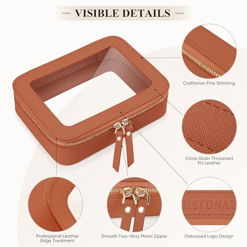 2 Pack Brown Clear Makeup Bags for Fall, Medium & Mini - color: Brown, size: Mini+Medium