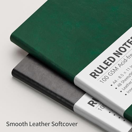 RETTACY Lined Journal Notebook, 96 Numbered Pages, A4 Size (8.5'' x 11'') - color: Dark Green, style: Lined