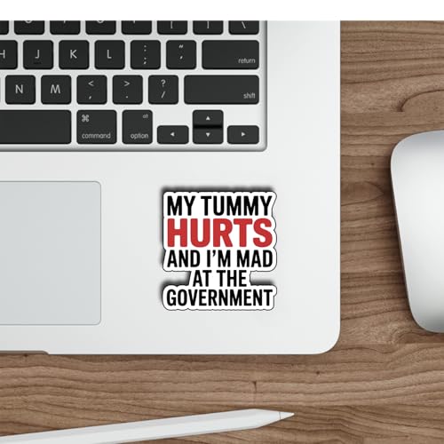 (3Pcs) My Tummy Hurts and I’m Mad at The Government Stickers Funny Sarcastic Quote Humor Gifts Waterproof Vinyl Decals for Kindle Water Bottle Bumper Car Hard Hat Phone Laptop Size 3" x 2.6" - color: My Tummy Hurts and I’m Mad at the Government