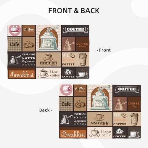 Brown Coffee Theme Placemats Washable Table Placemat Set of 4 - color: Brown Beige, size: Set of 4