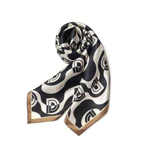 100% Mulberry Silk Scarf - 25.6" Square Neckerchief & Headscarf Gift Packed - color: Black-3