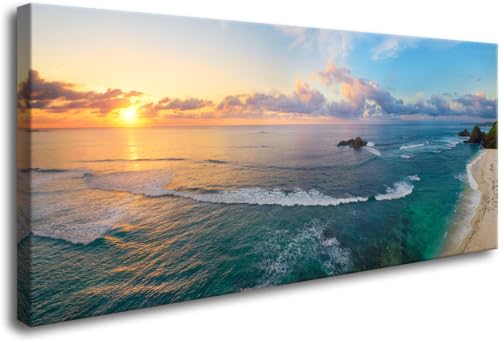 Yxbhhym Pictures for Bedroom Wall Decor Living Room Sunset Beach Wall Art Coastal Painting Ocean Room Decor Nature Seascape Poster Prints Framed Modern Artwork Bathroom Home Office Decorations - color: AcoatL, size: 40"L x 20"W