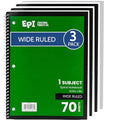EPI Spiral Notebook | Wide - 70 Sheets, Durable Spiral Binding | 10.5 x 8 in | Classroom Supplies | School, Office, Note Taking, Journaling - 3 Pack - Green - color: Green, size: 3