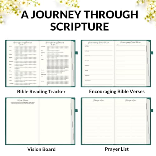 SUNEE Christian Bible Study & Prayer Journal – Undated 6-Month Scripture Notebook for Daily Devotional & Faith Growth, Meaningful Religious Gift for Women, Men, Pastor or Graduation (Pacific Green) - color: Pacific Green