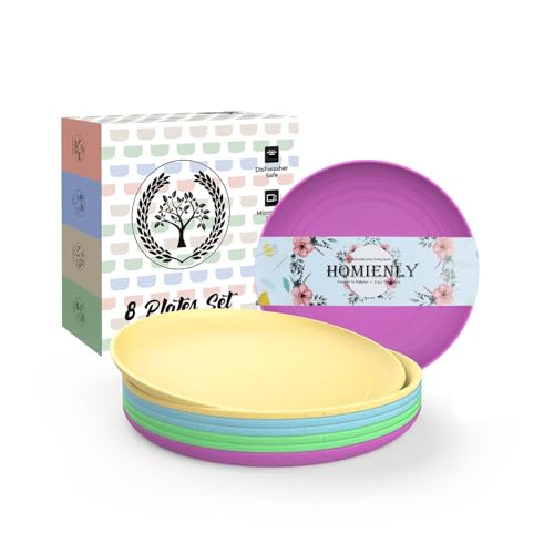 Homienly Mini Appetizer Plates 5.7-inch Wheat Straw Plates Set of 8 - Unbreakable Small Dessert, Snack, Salad Plates - Dishwasher Safe - Vibrant Memphis Colors - color: Memphis Series, size: 5.7 Inch