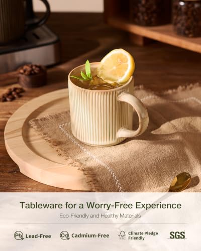 famiware Coffee Mug Set of 4, Star 12 oz Ceramic Mugs Cups Set with Handle - color: Star-Cream, size: 4 Count (Pack of 1)