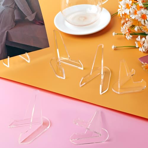 NIUBIER Card Display Stand, Arcylic Card Holder, Clear Mini Easel 2.7 in - size: L-2.7 in