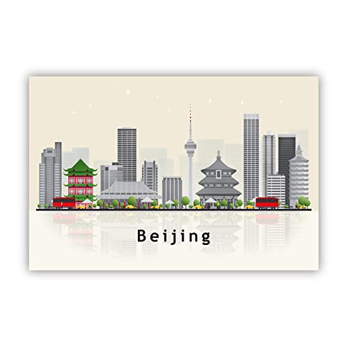 Pera Print Beijing Poster, China Illustration Skyline City Poster, Modern Skyline Beijing Poster, Cityscape and Landmark Print, Home-Office Wall Art Decoration - 24x36 Inches - color: Beijing - China, size: 24x36 Inches