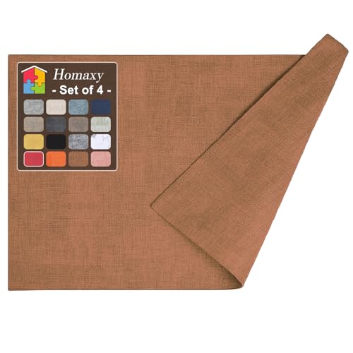 Homaxy PU Faux Leather Placemats for Dining Table, Set of 6, Brown - color: Brown