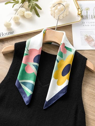 100% Mulberry Silk Scarf - 21" Square Lightweight Neckerchief, Gift Packed - color: Green-2